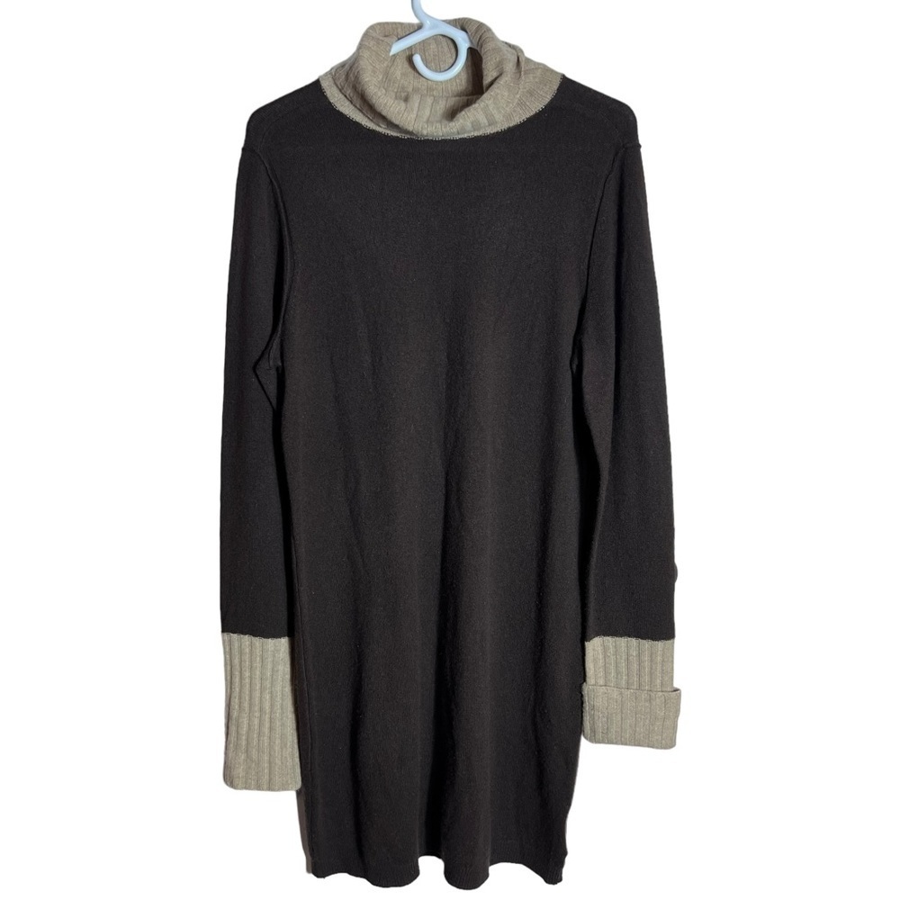 MAGASCHONI 100% Cashmere Brown Turtleneck Sweater Dress, XL